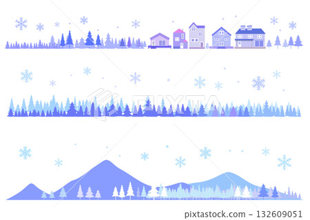 Snowing cityscape silhouette illustration set background illustration Snowing cityscape silhouette illustration set background illustration 132609051