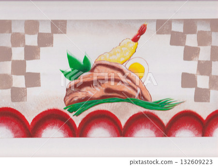 A combination of chunks of meat, tempura, and egg A combination of chunks of meat, tempura, and egg 132609223