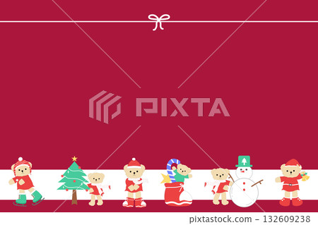 Cute Festive Teddy Bears Line Horizontal Backdrop, Christmas Holiday Presentation Background Cute Festive Teddy Bears Line Horizontal Backdrop, Christmas Holiday Presentation Background 132609238