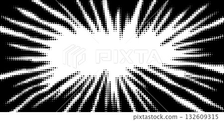 Comic halftone background with black motion lines, radial speed effect frame. Speed effect comic style illustration for posters, stickers, covers, and dynamic graphic designs Comic halftone background with black motion lines, radial speed effect frame. Speed effect comic style illustration for posters, stickers, covers, and dynamic graphic designs 132609315