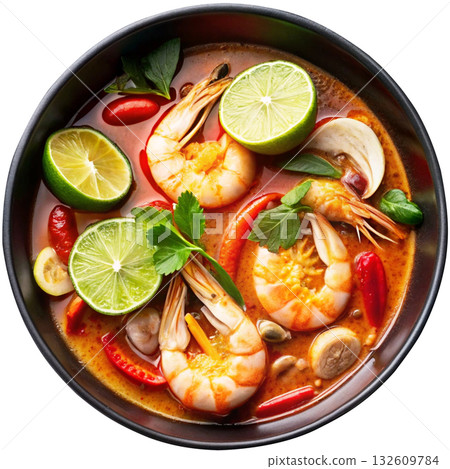 spicy prawn soup 132609784