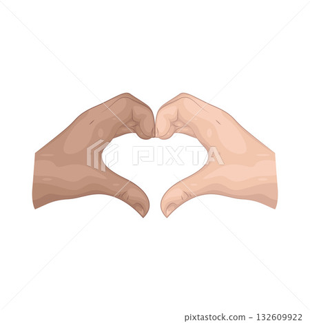 Illustration of hand shaped heart Illustration of hand shaped heart 132609922