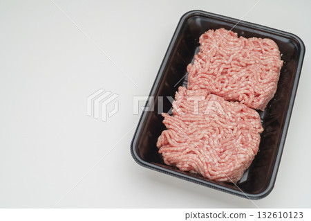 Minced pork on a food tray 132610123