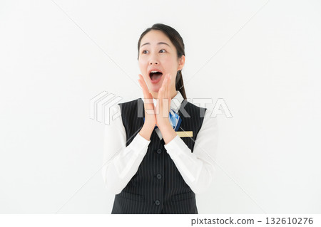 Woman in uniform, business, surprised 132610276