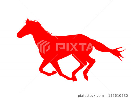 馬的輪廓(紅色) 馬的輪廓(紅色) 132610380