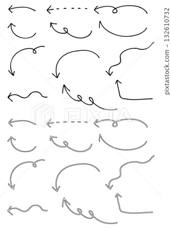 A set of various hand-drawn arrows A set of various hand-drawn arrows 132610732