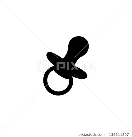 Baby pacifier icon silhouette simple newborn soother nipple for infant toddler comfort and childcare isolated illustration 132611207
