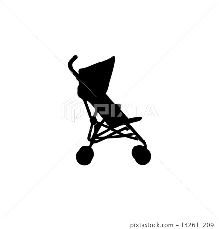 Baby stroller icon silhouette simple pushchair pram buggy for infant toddler travel walking and childcare isolated illustration Baby stroller icon silhouette simple pushchair pram buggy for infant toddler travel walking and childcare isolated illustration 132611209