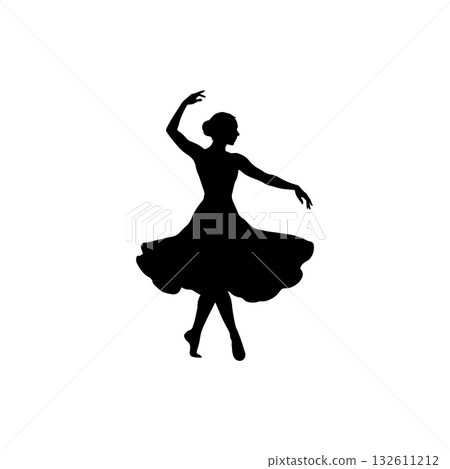 Ballerina dancing silhouette icon woman ballet dancer illustration Ballerina dancing silhouette icon woman ballet dancer illustration 132611212