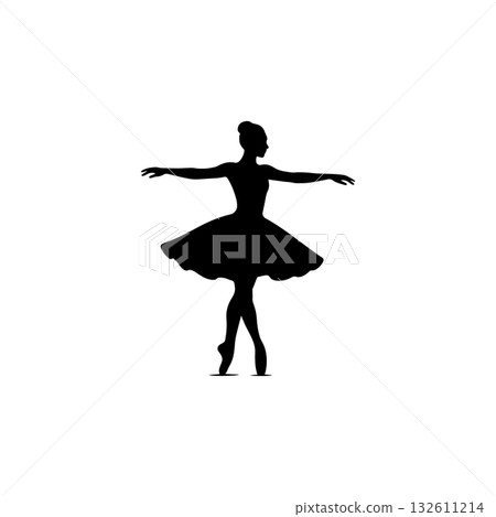 Ballerina silhouette isolated on white background ballet dancer performance pose Ballerina silhouette isolated on white background ballet dancer performance pose 132611214