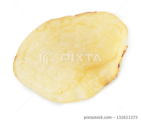 Single potato chip isolated on transparent background 132611373