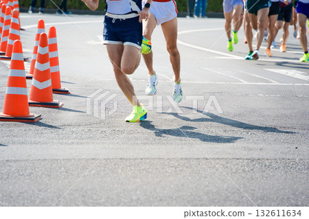 Marathon runner feet close-up 132611634