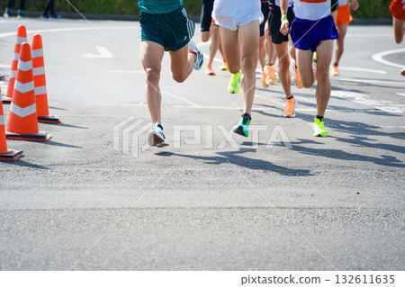Marathon runner feet close-up 132611635