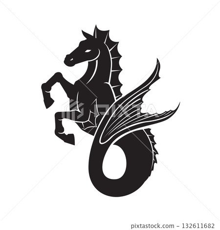 Hippocampus Heraldic animal silhouette Hippocampus Heraldic animal silhouette 132611682