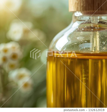 Jojoba oil in a glass bottle 132612019