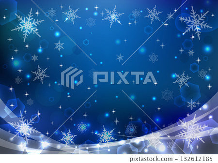 Winter sparkling Christmas snowflake background dark blue 132612185