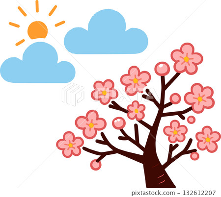 櫻花樹和天空的插圖 132612207