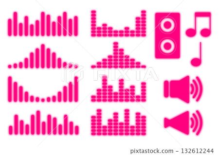 聲音波形集粉色霓虹燈 132612244