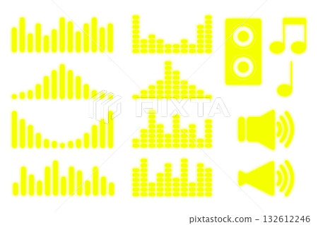 聲音波形設定黃色霓虹燈 132612246