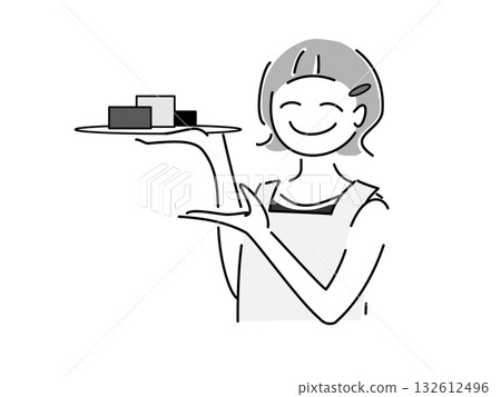 A female sales clerk introducing products A female sales clerk introducing products 132612496