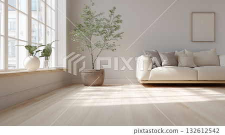【地板】現代室內空間，淺色木地板 132612542