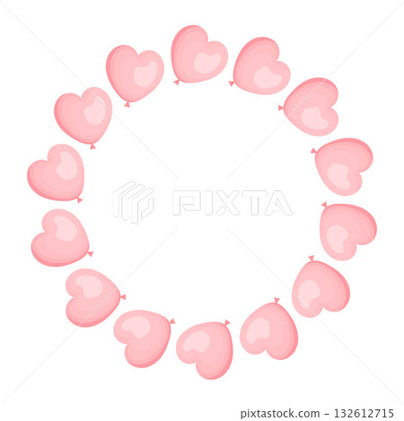 Pink heart balloon frame with space for text on white background Pink heart balloon frame with space for text on white background 132612715