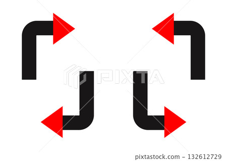 Turn left and right directional arrow icons. Four Corner Directional Arrows. 132612729
