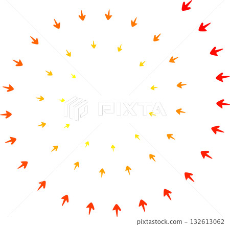 一個箭頭的圓形框架，帶有向內螺旋的圖案，顏色由紅色變為黃色。 132613062