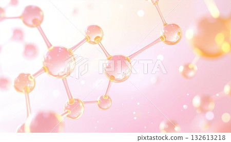 高保濕美容成分的粉紅色分子結構圖：透明質酸、膠原蛋白和勝肽化妝品研究背景 132613218
