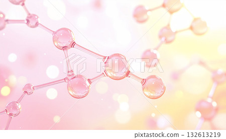 高保濕美容成分的粉紅色分子結構圖：透明質酸、膠原蛋白和勝肽化妝品研究背景 132613219