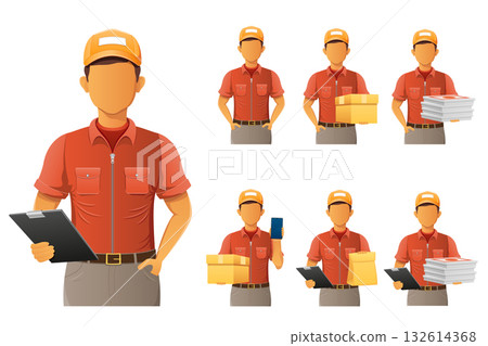 delivery service young man courier cartoon stock vector illustration delivery service young man courier cartoon stock vector illustration 132614368