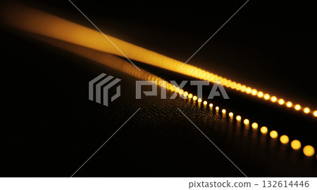 Dotted lines with gold spots on a black background 132614446