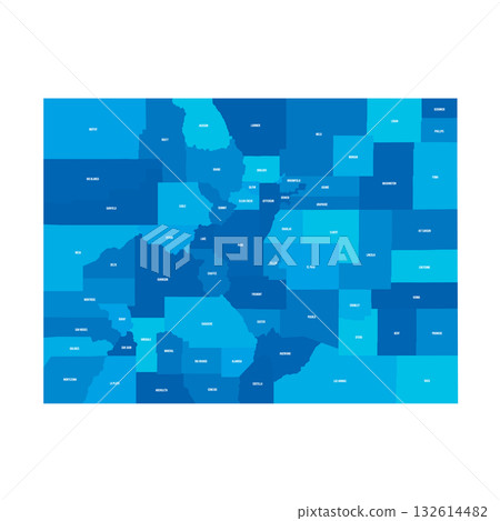 Colorado, CO - detailed political map of US state. Administrative map divided into counties. Blue map with county name labels. Vector illustration 132614482