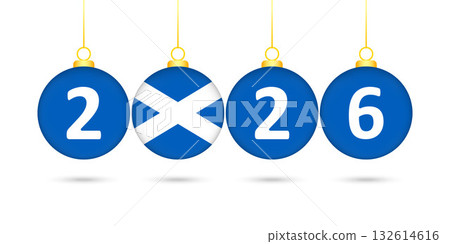 Scotland Flag Christmas Balls 2026 Decoration. Scotland Flag Christmas Balls 2026 Decoration. 132614616