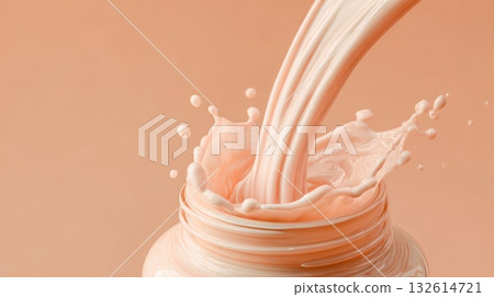 Creamy mixture splashes from jar Creamy mixture splashes from jar 132614721
