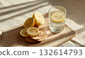 Lemon slices and crackers on table 132614793