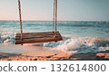Wooden swing by the ocean shore 132614800