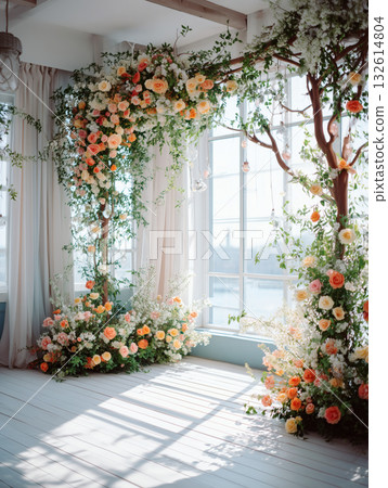 黃色玫瑰花白色背景 132614804