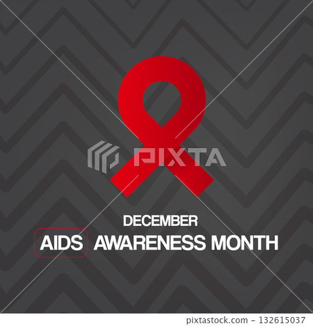 World AIDS awareness month square banner with red ribbon. World HIV awareness month starts in December. Red ribbon with text isolated on grey background. World AIDS Day December 1st World AIDS awareness month square banner with red ribbon. World HIV awareness month starts in December. Red ribbon with text isolated on grey background. World AIDS Day December 1st 132615037