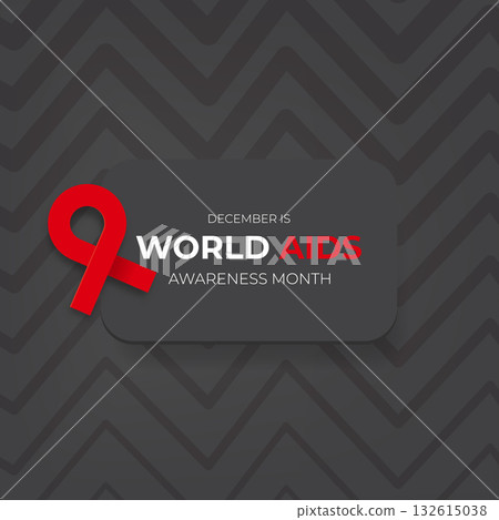 World AIDS awareness month square banner with red ribbon. World HIV awareness month starts in December. Red ribbon with text isolated on grey background. World AIDS Day December 1st World AIDS awareness month square banner with red ribbon. World HIV awareness month starts in December. Red ribbon with text isolated on grey background. World AIDS Day December 1st 132615038