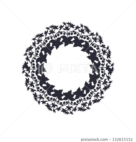 Hand drawn line art canary islands flowers tenerife nightshade wreath black silhouette. Card template with cute monochrome floral frame Hand drawn line art canary islands flowers tenerife nightshade wreath black silhouette. Card template with cute monochrome floral frame 132615152