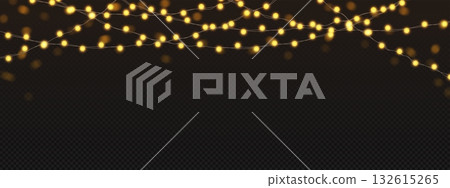 Fairy light string garland with yellow bulbs 132615265