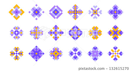 Pixel art flower icons in y2k style. Pixel art flower icons in y2k style. 132615270
