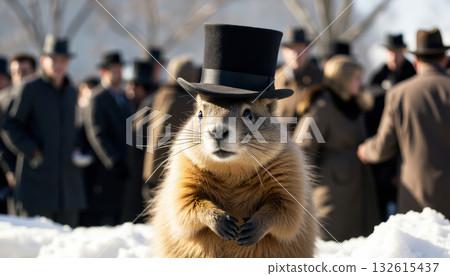 Groundhog Day is a holiday in the United States and Washington, D.C., observed annually on February 2. Groundhog in a top hat 132615437