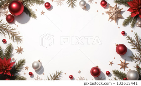 Christmas background with Christmas tree balls and decorations. Fairytale, New Year, Christmas 132615441