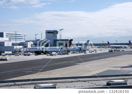 Frankfurt, Germany, September 13, 2019: Air Canada Aircraft at Frankfurt Airport Gate Frankfurt, Germany, September 13, 2019: Air Canada Aircraft at Frankfurt Airport Gate 132616330