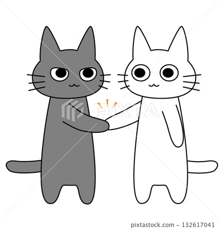 Cute character illustration of a white cat and a gray cat shaking hands | Cat, feline, handshake, cooperation, friendship, partner Cute character illustration of a white cat and a gray cat shaking hands | Cat, feline, handshake, cooperation, friendship, partner 132617041