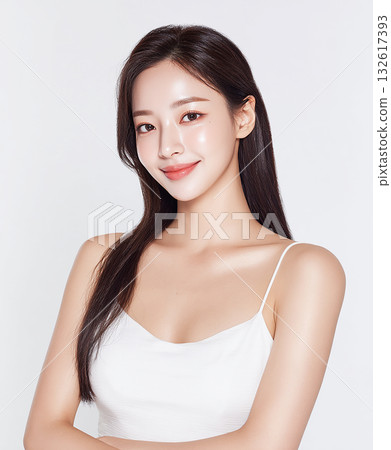 A portrait of a young woman with a clean and sophisticated look A portrait of a young woman with a clean and sophisticated look 132617393