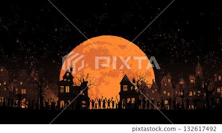 滿月照耀下的詭異夜晚：聚會或派對概念 132617492