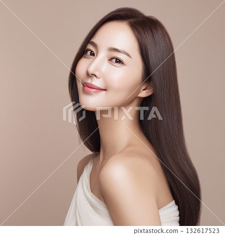 A woman in a skincare and beauty image, expressing healthy beauty 132617523